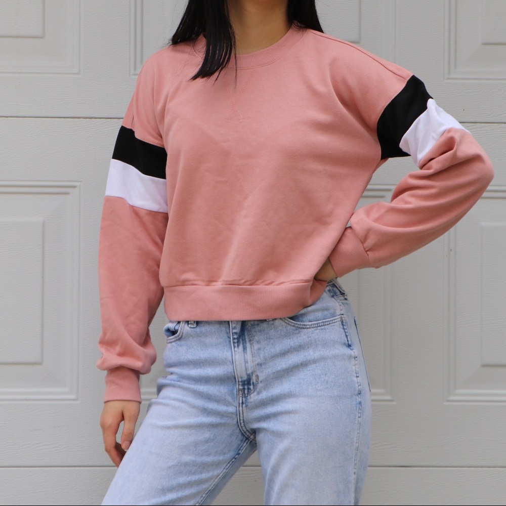 pink forever 21 striped sweatshirt
